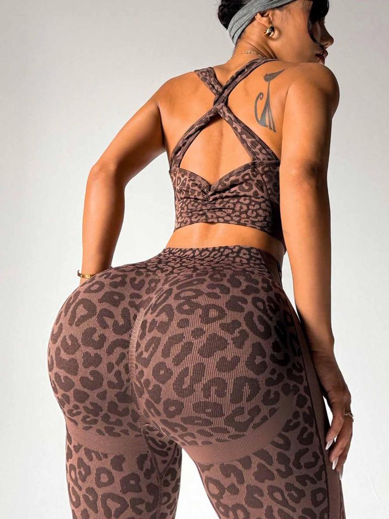 Women's Seamless Cross-Back Sports Yoga Set - 2-Piece Fitness & Casual Wear