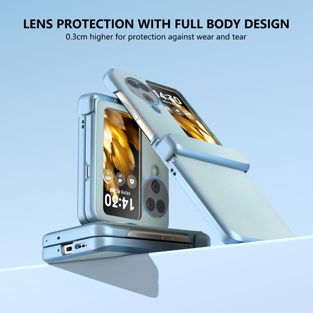 For Oppo Find N3 Flip 5G Case Hinge Protection Leather Coated PC Folding Phone Cover