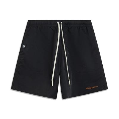 Li Ning Bad Five Basketball Series Solid Color Mid Waist Drawstring Breathable Versatile Straight Leg Sports Shorts Men Shorts AKSV871-1