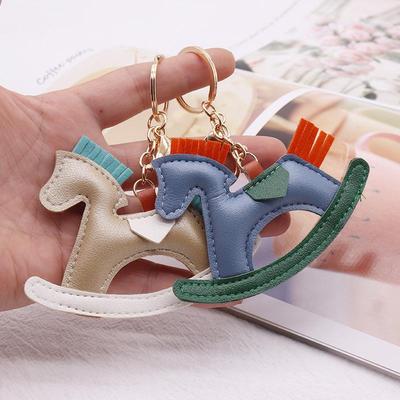PU Leather Rocking Horse Keychain - Creative Carousel Pendant