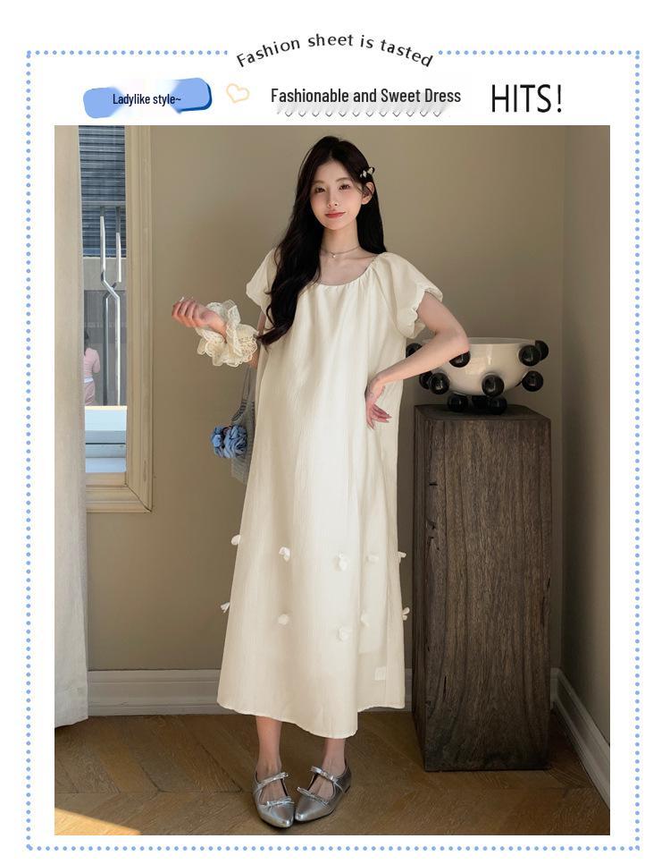 Elegant Korean-Style Maternity Dress 2026: Fresh, Loose, and Lightweight Over-the-Knee Summer Dress