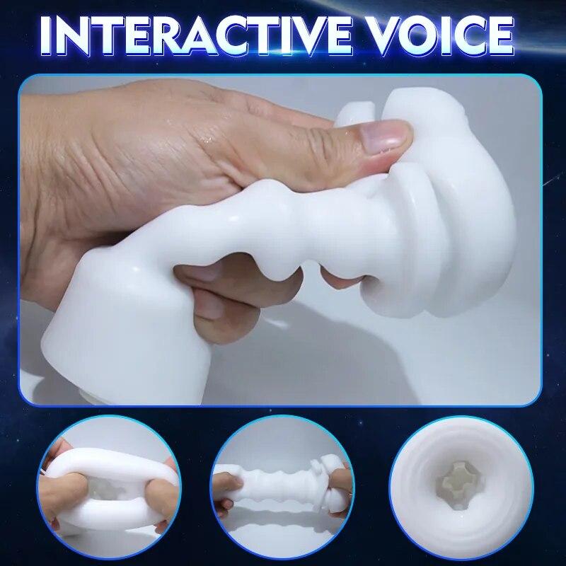 New Men's Automatic 4-band Retractable Masturbation Device Vibrating Oral Sex Real Vagina Panting and Moaning Masturbation Cup Adult Sex Toy 18