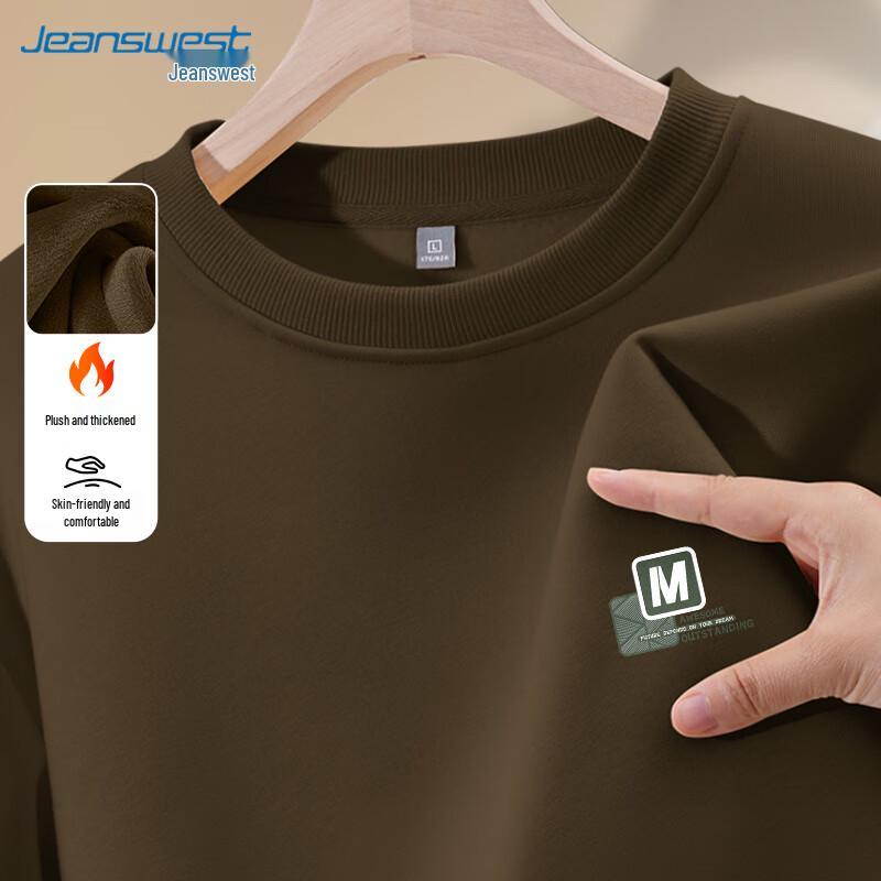 JEANSWEST Herren Fleecegefüttertes Rundhals-Sweatshirt