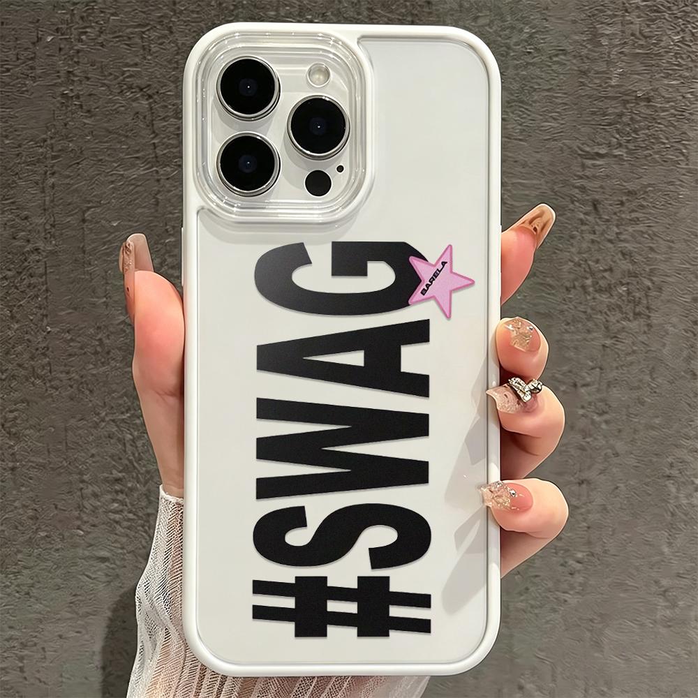 3D Милые #Swag Буквы Силиконовый Чехол Для Iphone 16 11 15 Plus 12 14 17 13 Pro Max Прекрасный Чехол Для Телефона Для Детей Девочек iphone 15 Plus белый