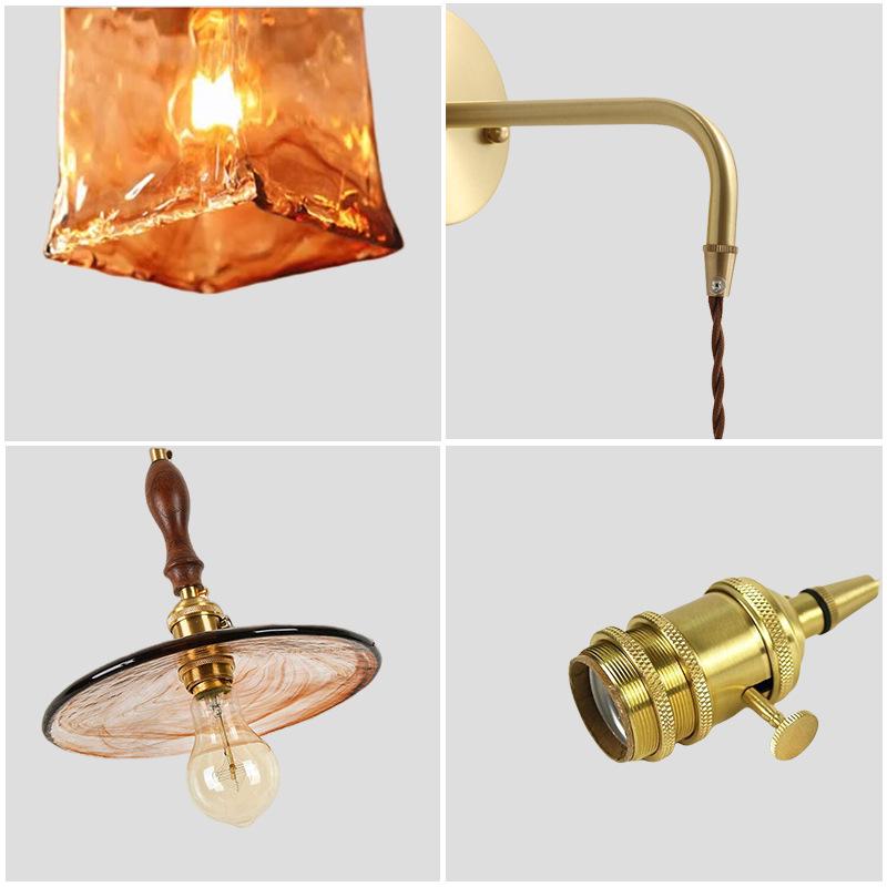 Elegant All-Copper Glass Wall Lamp: Creative Crystal Decor for Hotel Bedrooms and Staircases