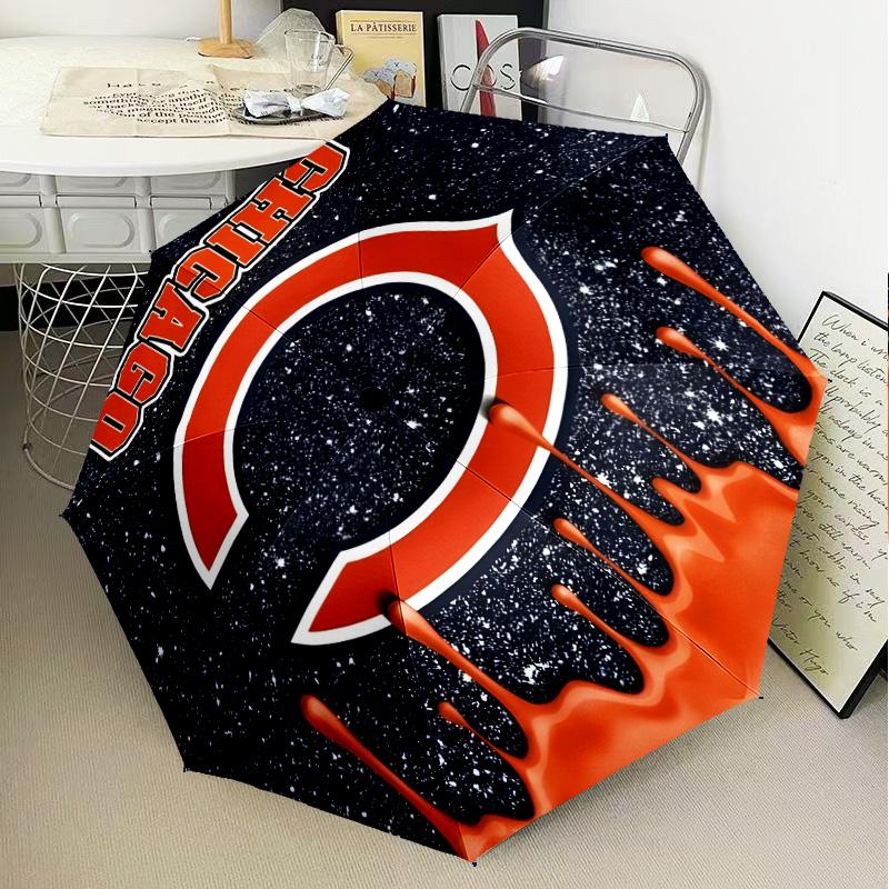 Chicago Bears Logo Umbrella Folding umbrella, automatic umbrella 8-Frame for Travel, camping Use Gift for Halloween Christmas