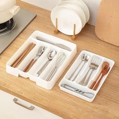 4/5 Compartment Cutlery Tray Rectangle Kitchen Drawer Organizer for Spoon Fork Separation Easy-Clean Home Storage Box Decorative