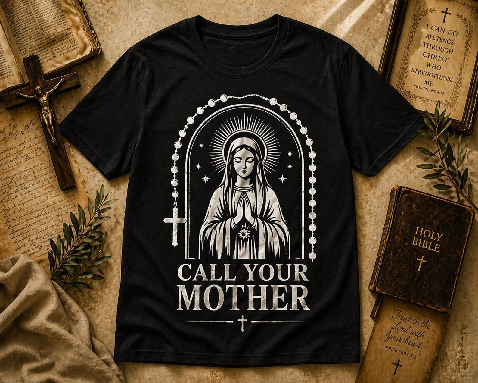 Call Your Mother Vintage Faith T-Shirt – Sacred Icon Graphic Tee S