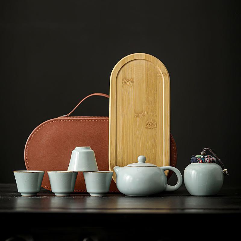 Mini Celadon Ru Ware Kung Fu Travel Tea Set
