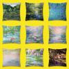 C-Claude Monet Garden Paint Throw Pillow Case For 55x55cm 40x40cm 45x45cm 50x50cm 30x30cm Square Office Pillowship Cover