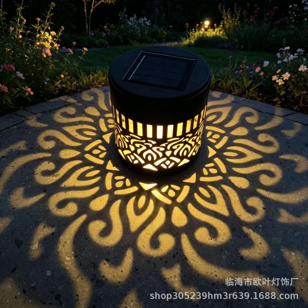 Solar Peony Mandala Flower Projector Lamp - Outdoor Villa & Garden Wrought Iron Decor Lamp
