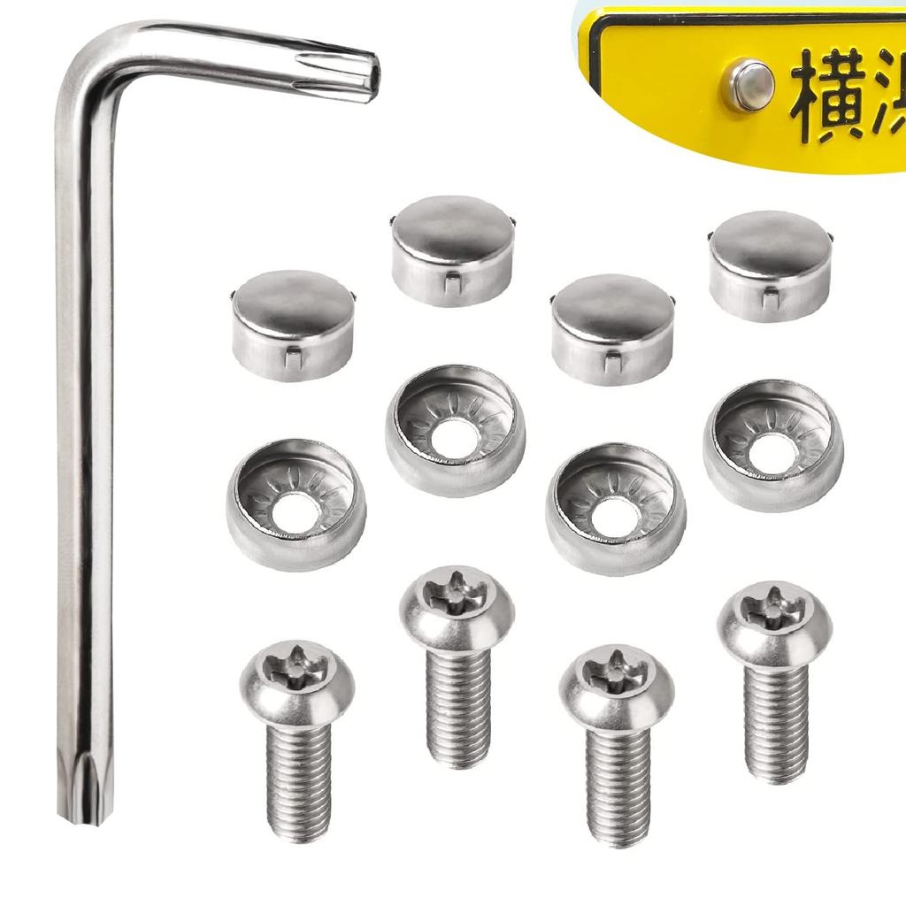 AX2V License Plate Bolt, Anti-theft Screws, Proof License Plate Frame for Car License Plate Bolt Protector M6 (15mm)