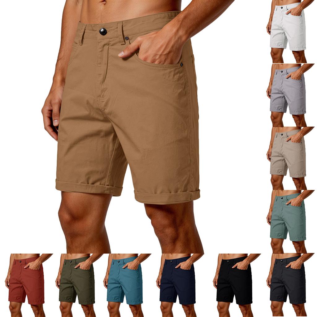 Herren Casual Shorts, Gerade geschnitten und figurbetont, Fünf-Zoll-Hose, Große Größe, Farbe, Arbeitskleidungshose