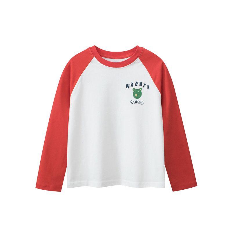 Children's Clothing Autumn New Style Raglan Sleeve Long-Sleeved T-Shirt for Older Children, Korean Style Cartoon Print Base Shirt for Boys and Girls