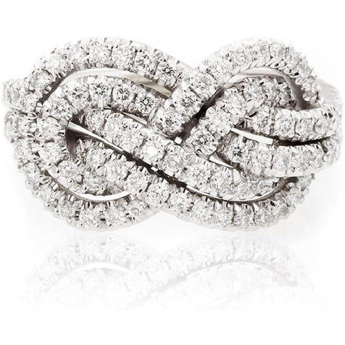 925 Sterling Silver Shiny Full Diamond Gemstone Ring 18K Gold Criss Cross Cubic Zirconia Promise Rings CZ Diamond Multi Row Cocktail Rings Eternity US Code 10