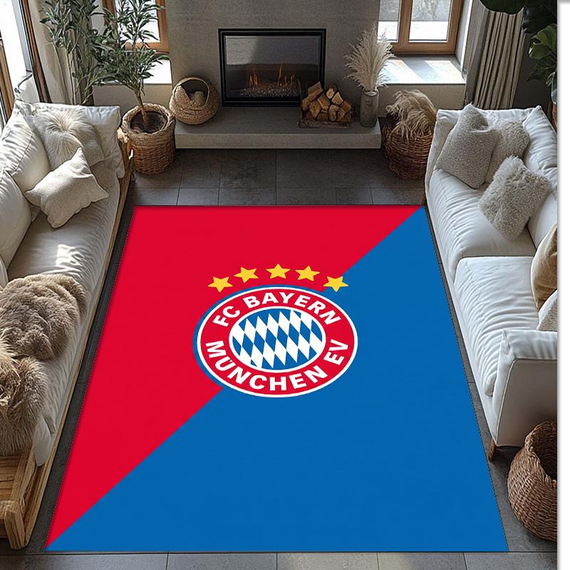 Alfombra Suave de Área con Patrón de Fútbol del Bayern de Múnich, Alfombra de Suelo Interior Antideslizante, Esterilla Decorativa Deportiva para Dormitorio