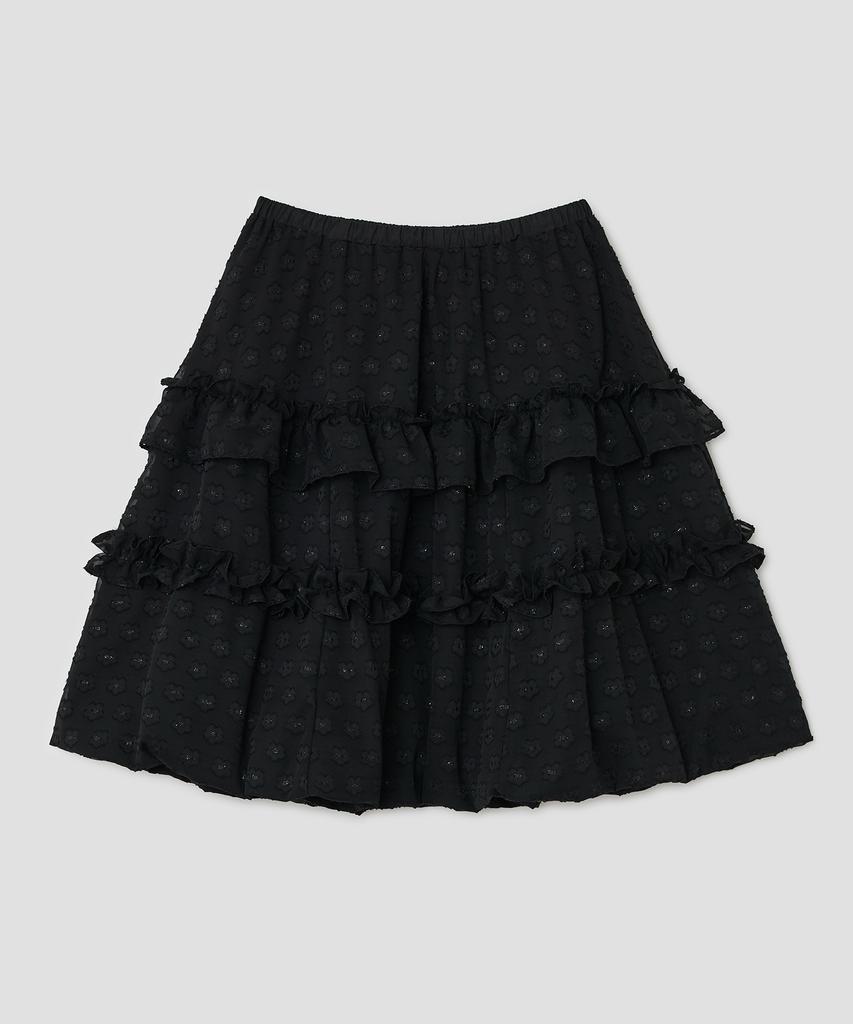 Taibseobiseu Layered Volume Lace Skirt [Black]