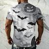 Men's Halloween Vintage Short Sleeve T Shirt Loose Breathable Summer Sports Street Casual Everyday Top with Pumpkin and Bat Print
