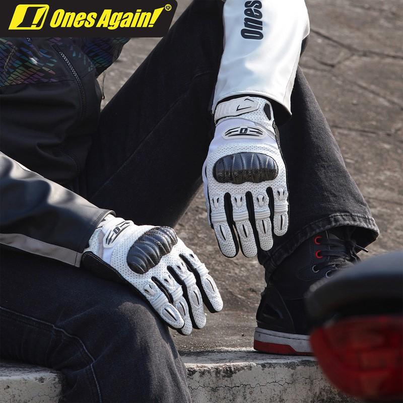 Ones Again Carbon Fiber Reinforced Goat Leather Motorcycle Gloves Men Women Cycling Protective Gear Safety Riding
