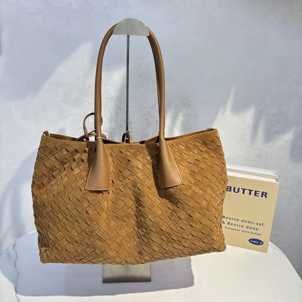 Herfst Retro Suède Geweven Tote: Veelzijdige Crossbody & Schoudertas