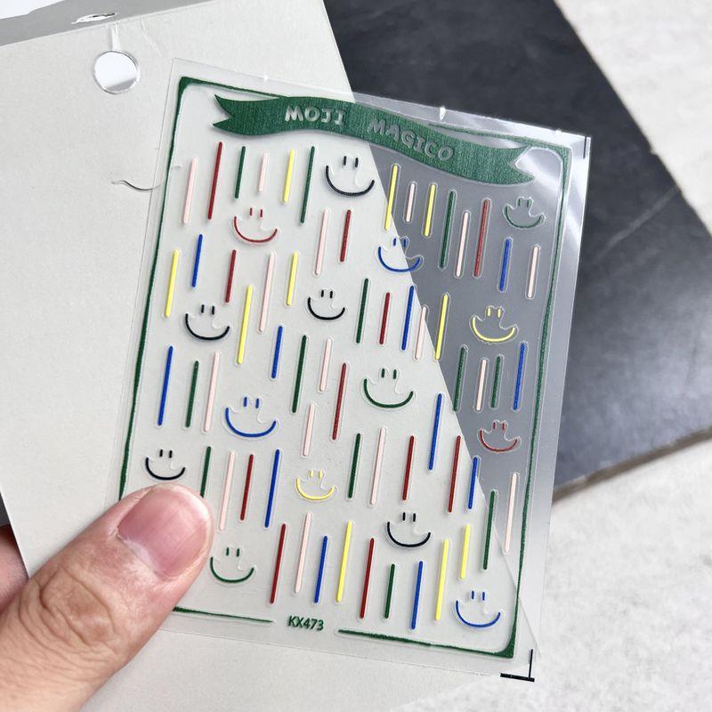

DIY Sober Person No Gender Polka Dot Nail Sticker Thin tough colorful lines and smiling face