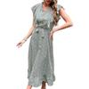New summer print slim dress green retro dress