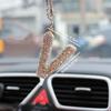 1pc Rhinestone A-Z Letter Car Rearview Mirror Pendant, Car Interior Decor