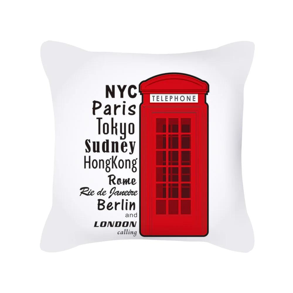 British Style Cushion Cover 18x18 Inches Pillow Case Red Blue Pillow Covers Retro Home Decorations Throw Pillow Case for Couch
