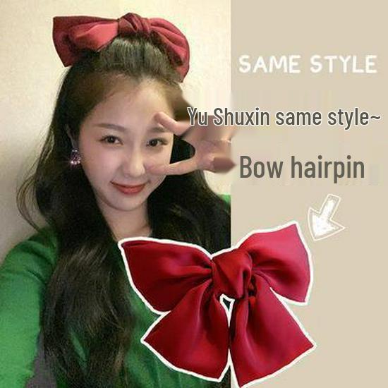Korean Summer Satin Bow Hair Clip – Large Ribbon Top Clip for Women