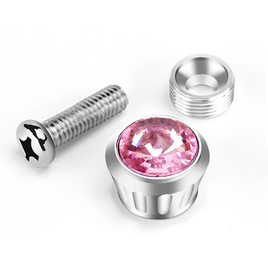 Car License Plate Fastener Glitter Screw Cap Cover White Universal Rhinestone License Plate Bolt