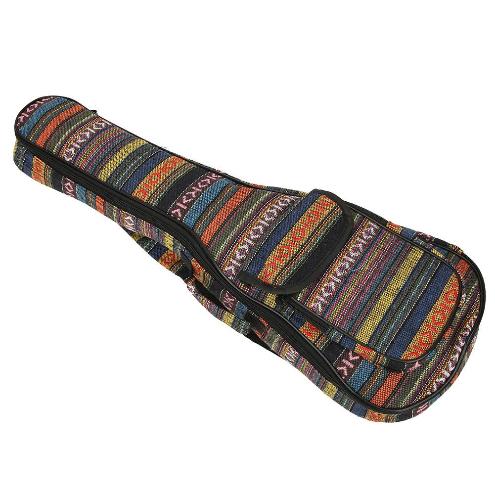 Ukulele Bag Ethnic Style 4‑String Guitar Double Shoulder Strap Case Built‑in Thicken Cotton