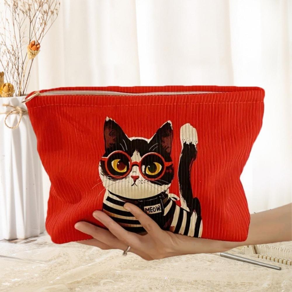 Lip Pattern Printed Makeup Bag Lightweight with Zipper Cosmetic Storage Bag Tiger Cat Frog Leopard Print Clutch Bags Travel