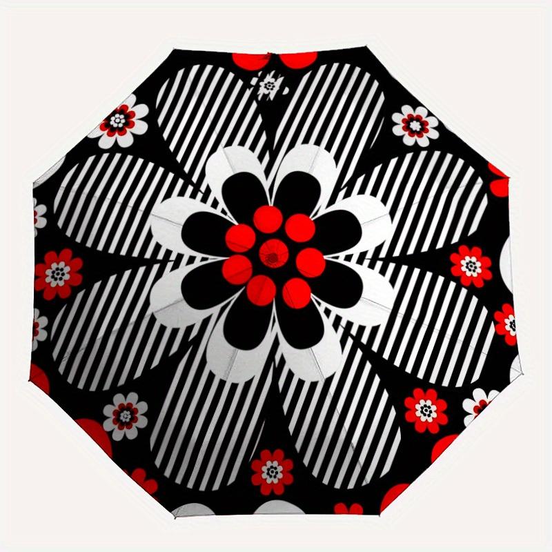

1pc Floral Pattern Automatic Opening/Closing Folding Umbrella with 13 Ribs, Plastic Handle, Windproof Portable Sunshade Umbrella Halloween a