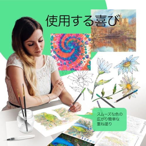 Castle Art Surprise 120-Piece Watercolor Pencil Set | Vibrant Pigments | Draw and Color at the Same Time | For Adult Artists and Professionals | Prote