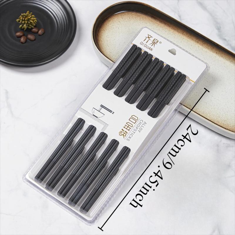 10 Pairs Chinese Chopsticks Black and Red Sushi Sticks Fast Food Noodles Chopsticks Korean Tableware Kitchen Supplies Cutlery