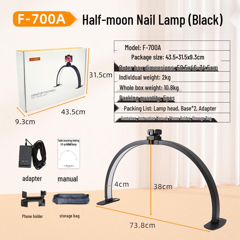 Half-Moon Beauty U-Shaped Floor Lamp for Nail Art, Eyelash, Eyebrow, and Tattoo Embroidery with Eye Protection