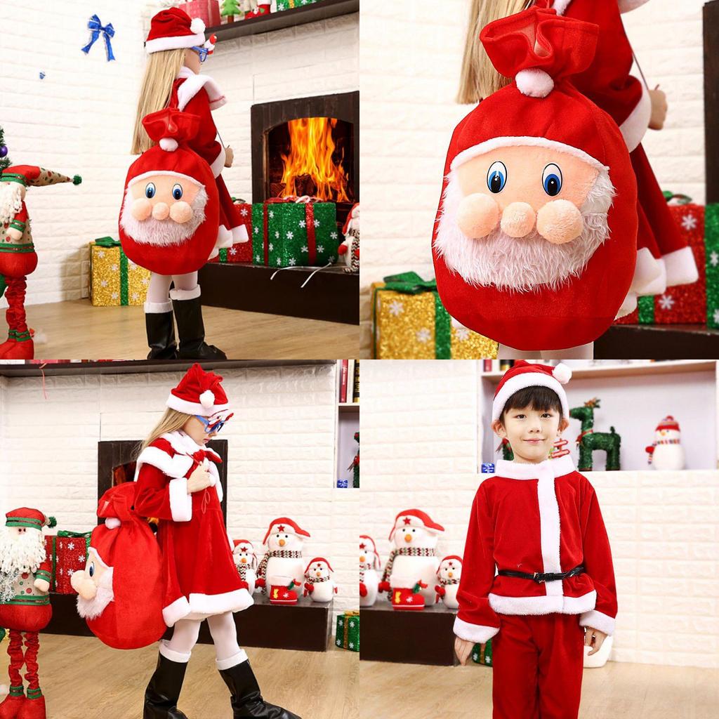 Kids Xmas Outfit Boys Girls Santa Claus Cosplay Costume Christmas Clothes