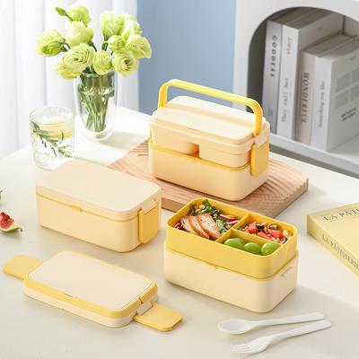 Magic Bento Box Double Layer Lunch Box Meal Prep Containers Camping Hiking Outdoor Portable Tiffin Box Handle Travel School Kid