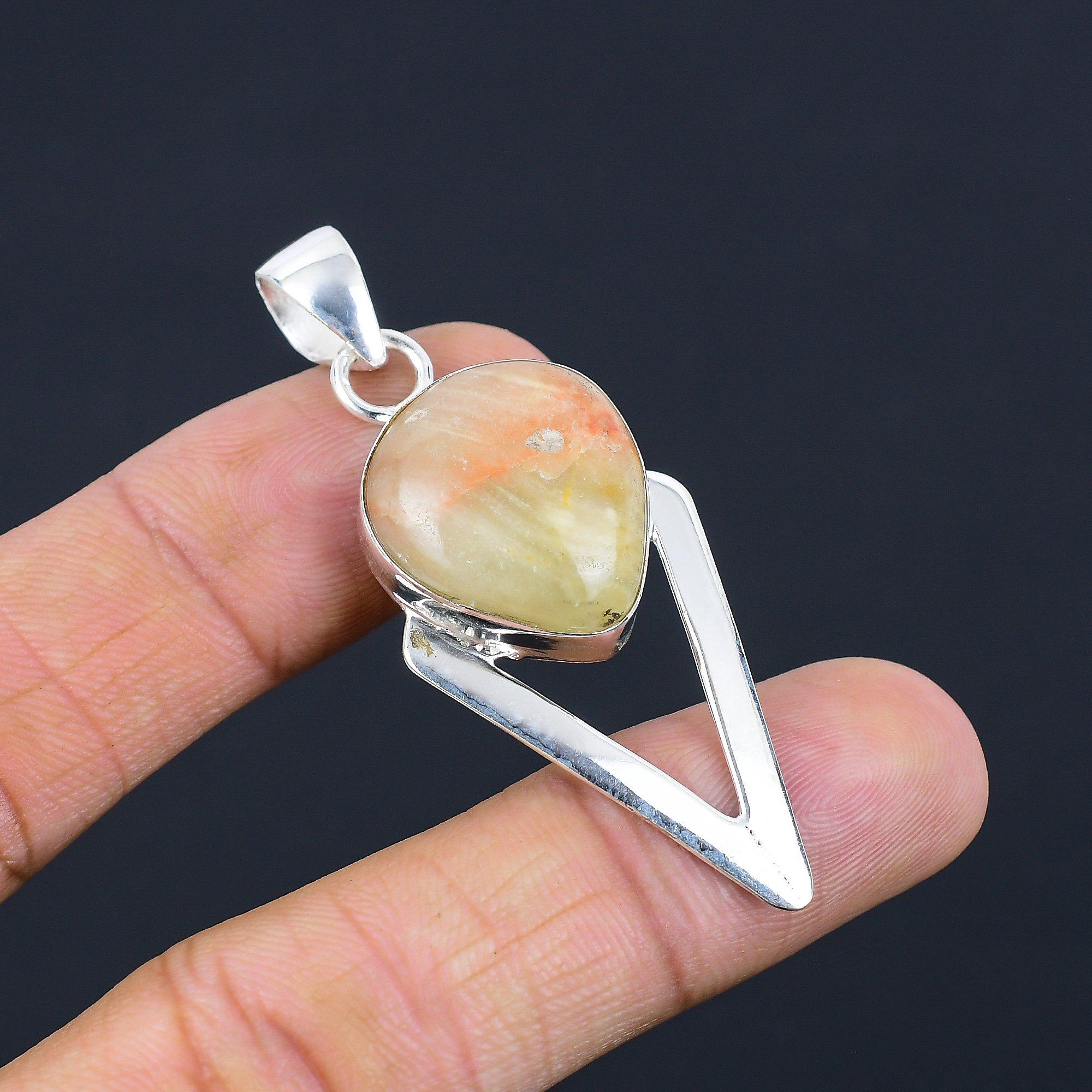 Sisters Day Deal Sterling Silver Polychrome Jasper Stone Unique Pendant Jewelry