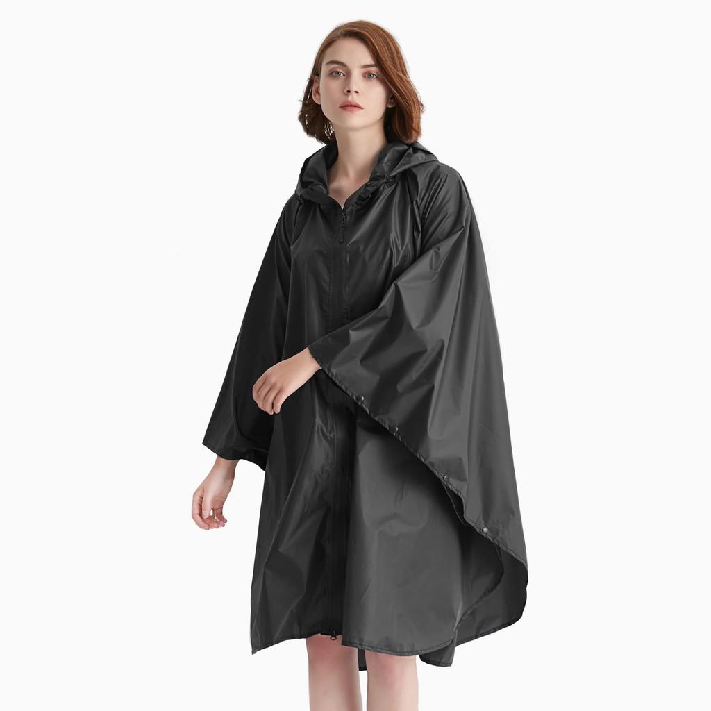 TRIWONDER Regenponcho für Herren und Radfahren Wasserdicht Regen Outdoor Stilvoller Regenrock Damen, Regenmantel, Ausrüstung, Regenjacke, (Schwarz)