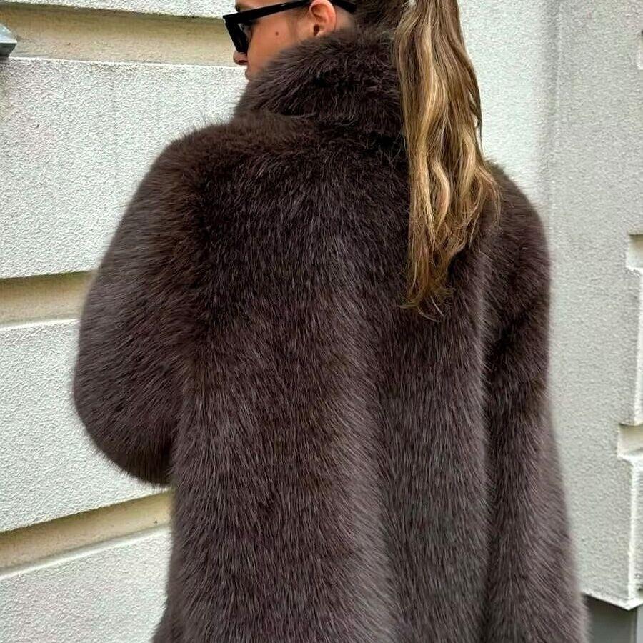 Autumn and winter medium and long artificial fur suit collar environmentally friendly fur fur coat fox fur women's coat
