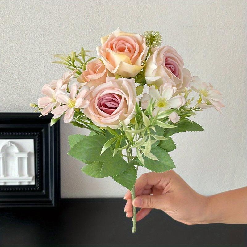 1Pc Small fresh French Curled Small Rose Bunch Artificial Flower Decoration