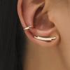 Women's Gold Diamond Ear Bone Clip, Non-Pierced, Geometric & Leaf Design, Japanese & Korean Style