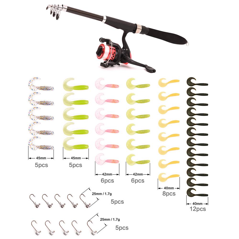 2telescopic Fishing Rod Reel Full Kit Spinning Pole Set Hook Lures Bag Case L5q1 for sale online
