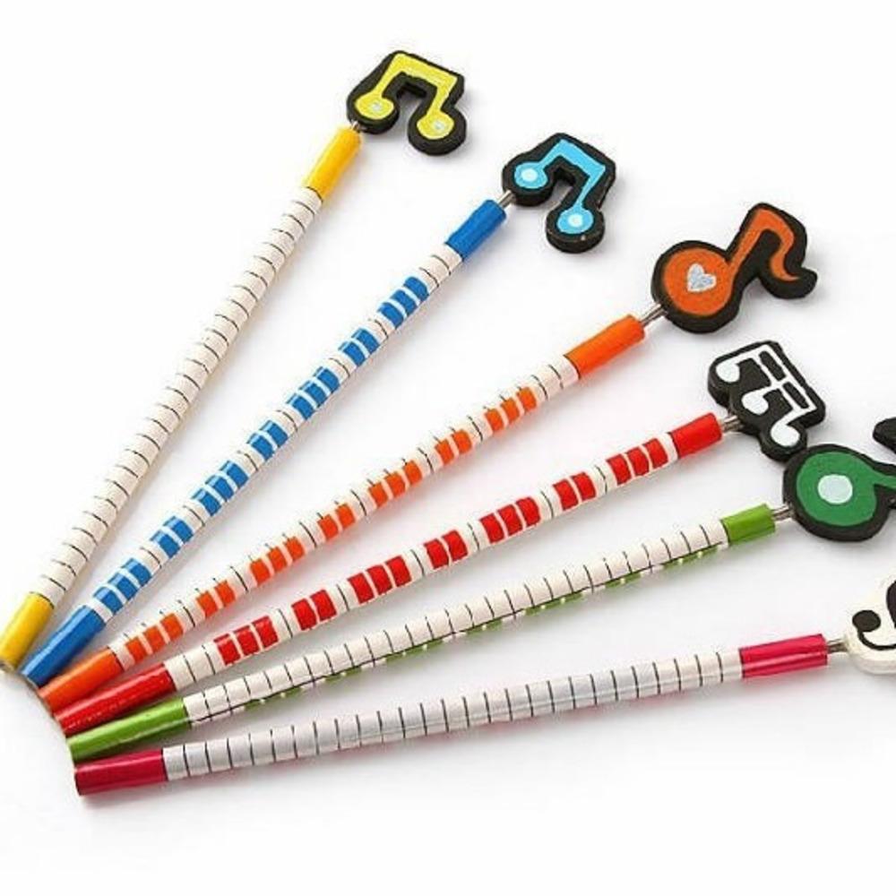 

6 шт., музыкальные канцелярские принадлежности, школьные канцелярские товары, студенческий подарок, приз, креативный Kawaii, простой милый музыкальный карандаш 2B