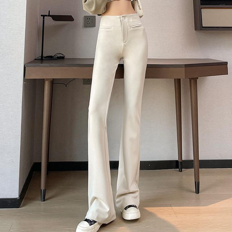 Kalhoty Micro Flare Dámské jarní a podzimní kalhoty s vysokým pasem s tenkým závěsem na ležérní nošení