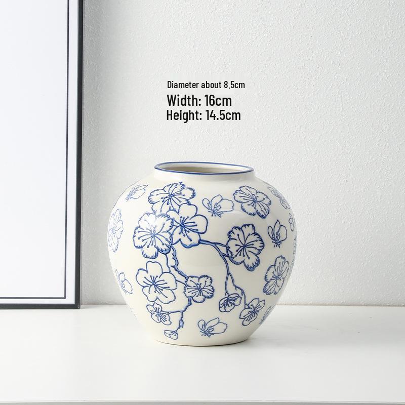 Blue & White Retro Porcelain Vase - Luxury Ceramic Home Decor