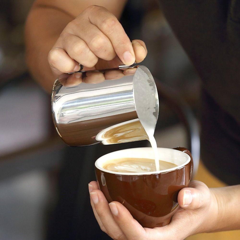 Stainless Steel Coffee Milk Frothing Jug With Pouring Spout Measurement Jug Milk Coffee Cappuccino
