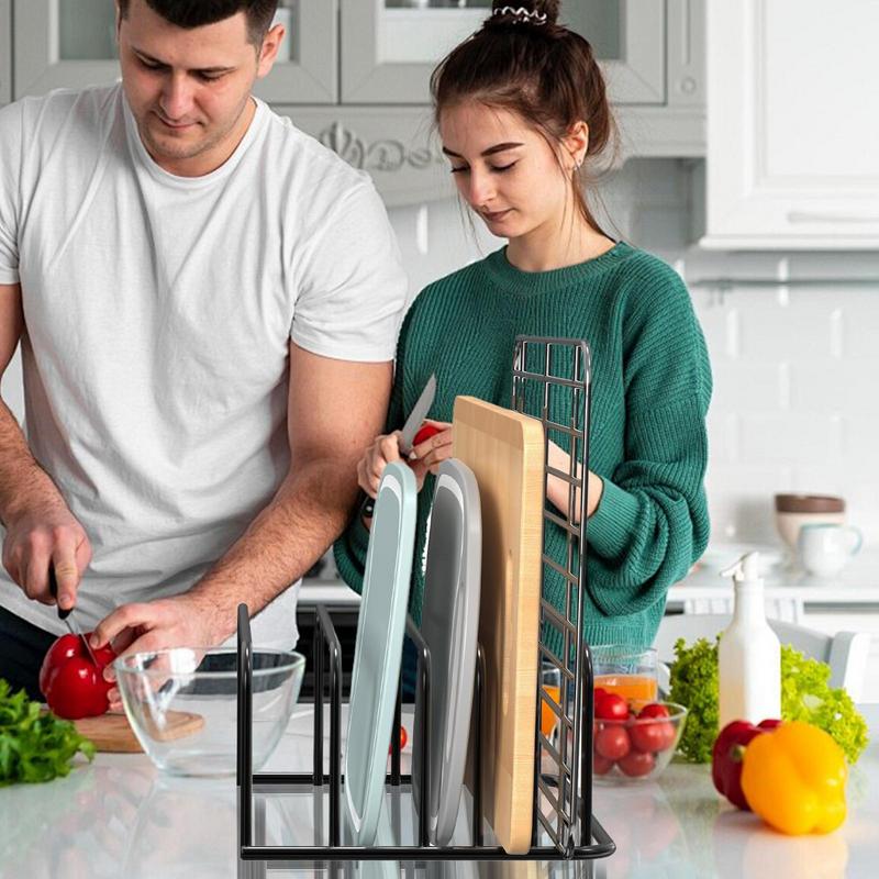 

Kitchen Cutting board holder Multi-functional Space-Saving Non-slip Pot lid Organizer 5 Slot Storage Rack Countertop Accessories CN