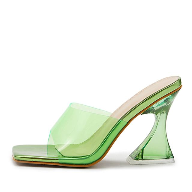

Сексуальные леопардовые прозрачные тапочки из ПВХ, женские шлепанцы, туфли-лодочки, прозрачные сандалии-гладиаторы, летние туфли с открытым носком, прозрачные туфли на высоком каблуке 37 зелёный